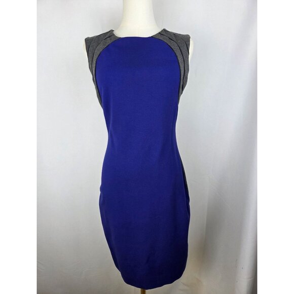 Diane Von Furstenberg Hallie Colorblock Knit Sheath Dress Sz 4 Blue Gray Office - Picture 2 of 12